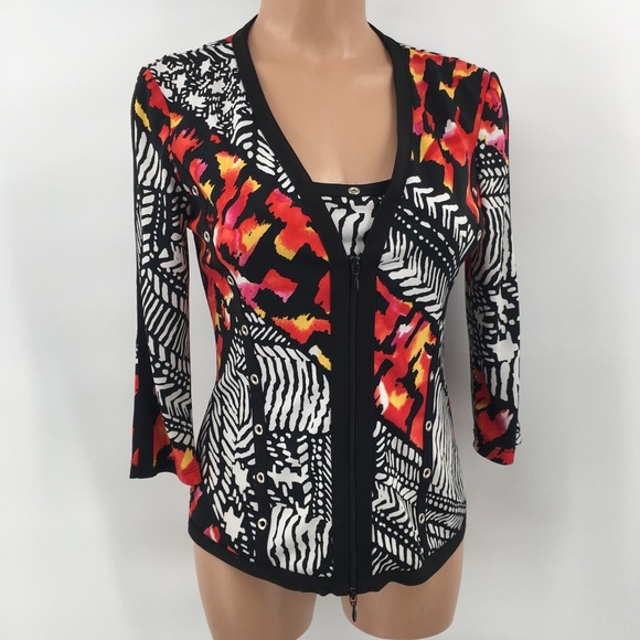 Joseph Ribkoff 2 Pc Set Printed Jacket & Tank Tap - Picture 4 of 10